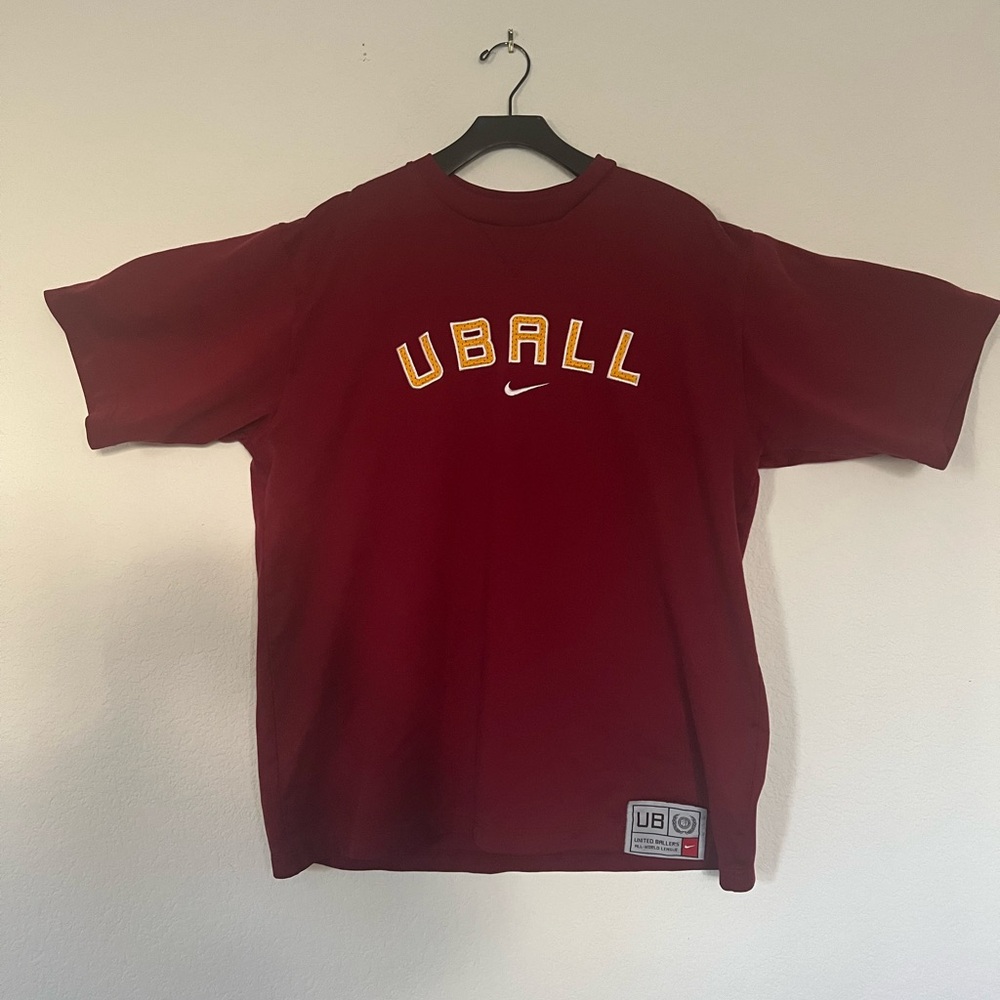 Vintage Nike “UBALL” Jersey T-Shirt Mens Maroon United Ballers Y2K